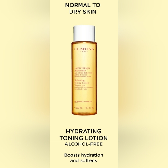 CLARINS Hydrating Toning Lotion w/ Aloe & Saffron, Normal-Dry Skin - 6.7oz/200ml - Picture 1 of 3